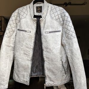 White faded leather jacket